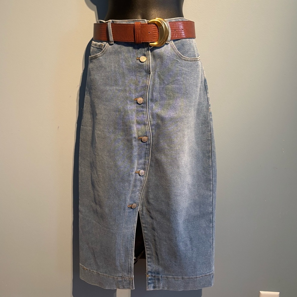 One 5 One Denim Midi Skirt, size medium. - Picture 3 of 11